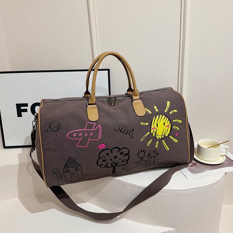 Women's Canvas Luggage Bag Large Capacity Student Dormitory Storage Bag Female Travel Boarding Handbag Carry On Bag