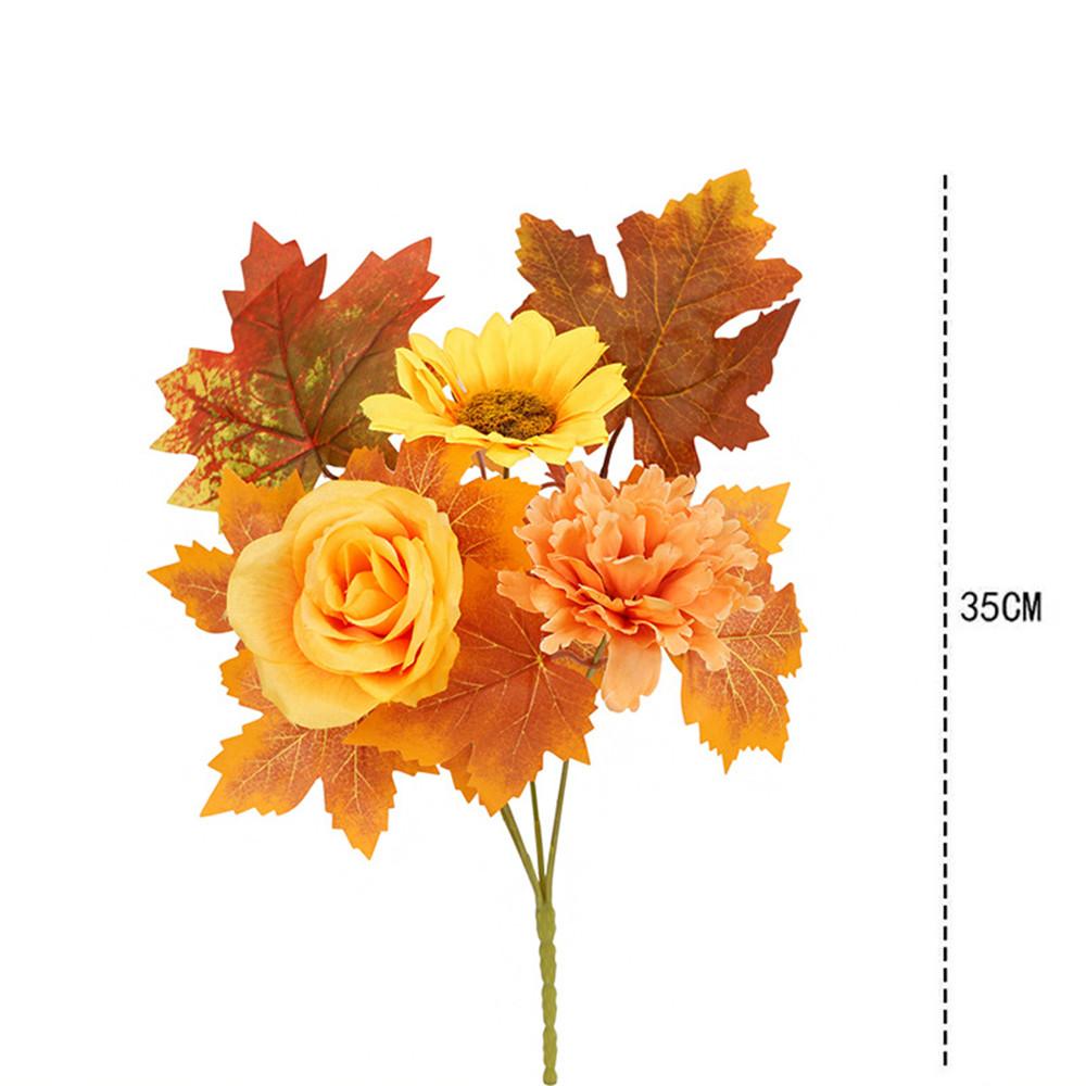 Autumn Artificial Flower Bouquet Prop Household Festival Party Halloween Maple Leaf Pumpkin Decoration