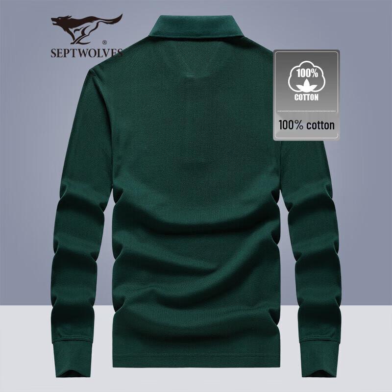 SEPTWOLVES Men's Long Sleeve Business Polo T-Shirt