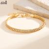 EFFIE QUEEN Stainless Steel 18k Gold Round Cut Zirconia Tennis Chain Bracelet Banquet Jewelry for Women, Men Party Gift STKB07