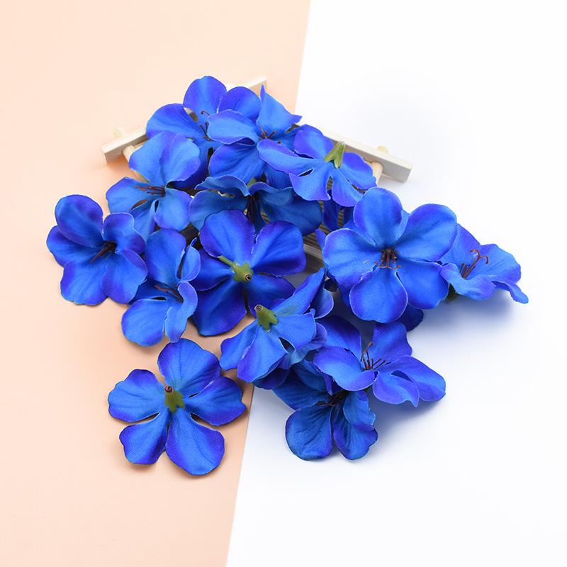 50/100PCS Artificial Flowers Silk Orchid Head Fake Cherry Flower Wall Wedding Home Decor Scrapbook Diy Gifts Candy Boxes Bouquet