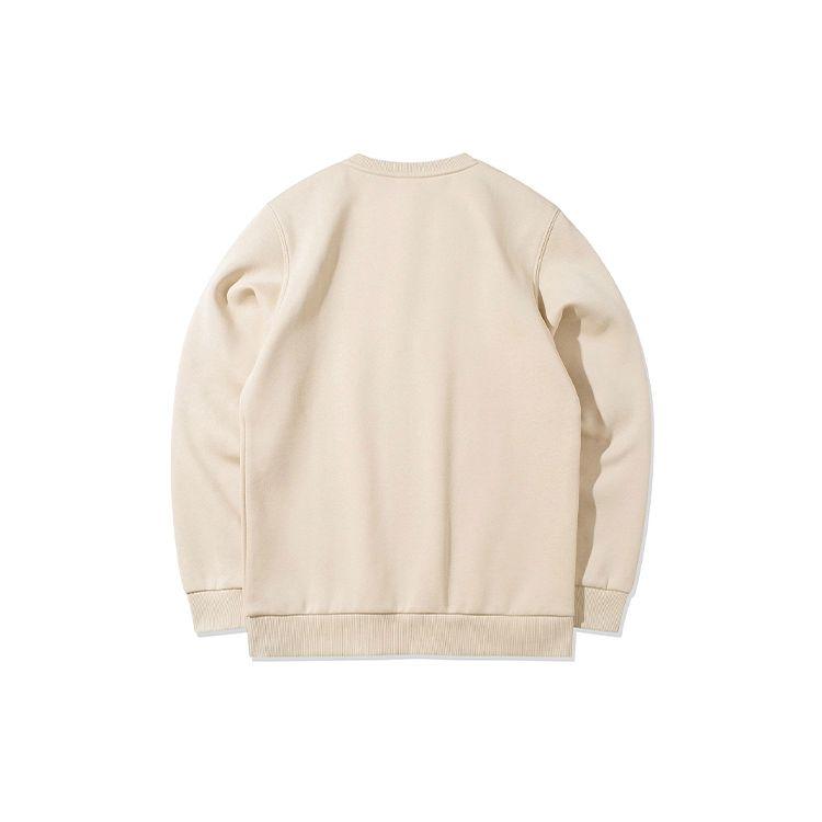 Li Ning Sports Fashion Series Logo Fleece Loose Round Neck Pullover Sweatshirt Men Sweatshirt Oyster-Gray AWDPD19-8