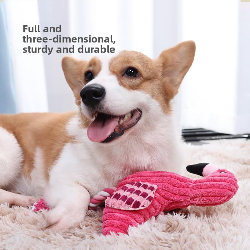 Dog Toy Plush Sound-making Flamingo, Dog Self-entertainment and Boredom, Teething Corduroy Dog Toy, Interactive Toy