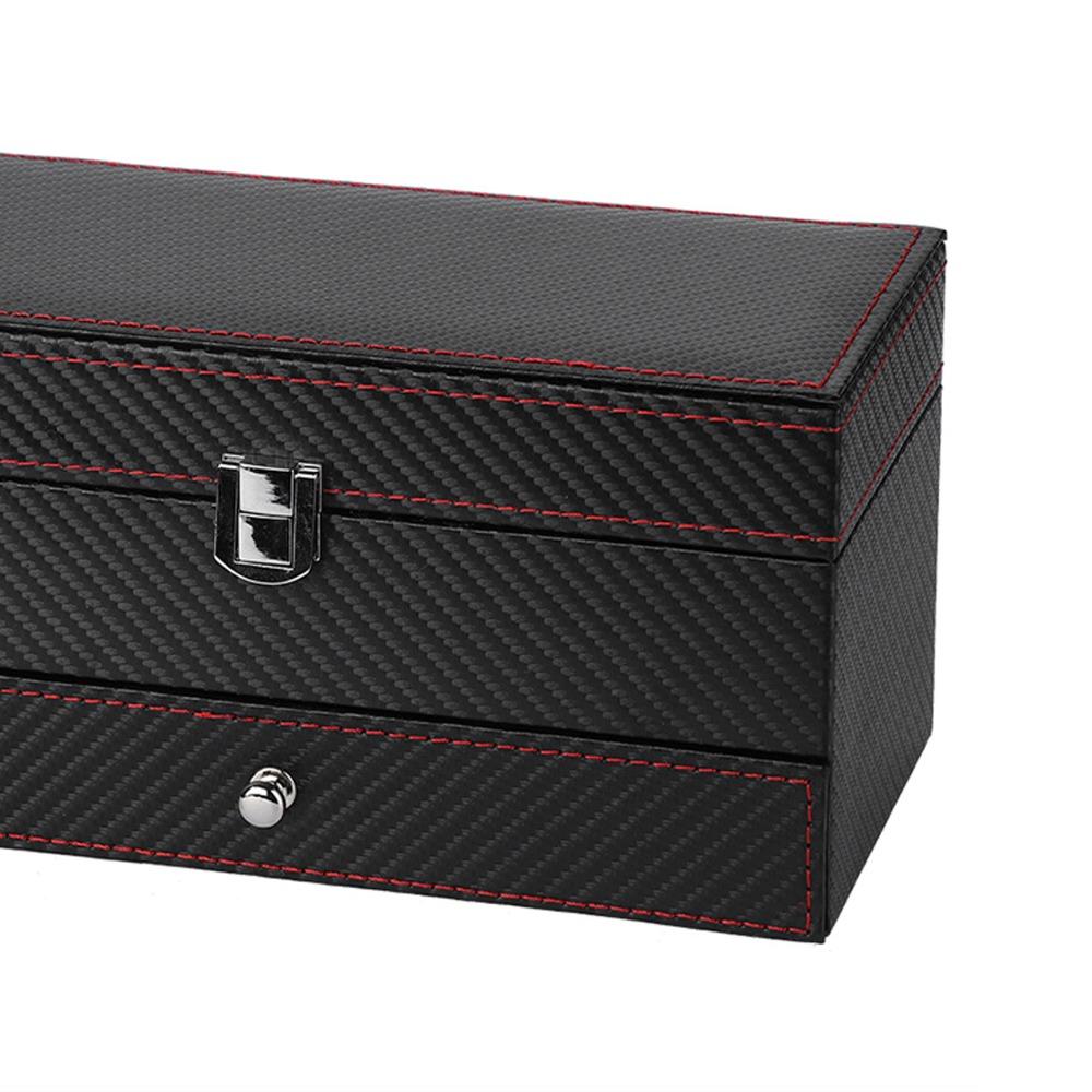 Carbon Fiber PU Jewelry Organizer Box 22.2 * 11 * 11.2cm Bracelet Box  For Women