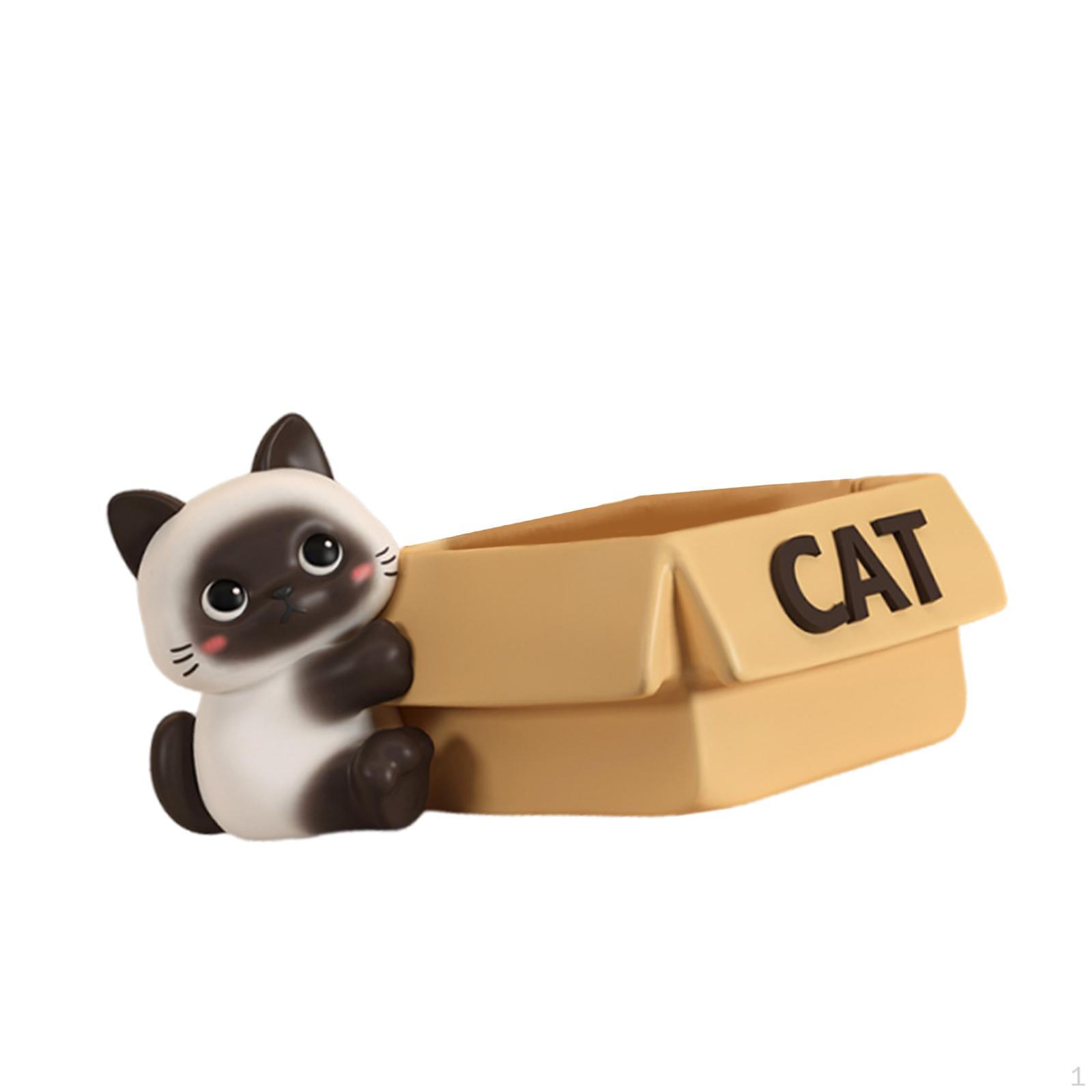 

Resin Cat Statue Organizer Modern Table Decor Lovely Art Craft Entrance Key Holder Animal Sculpture