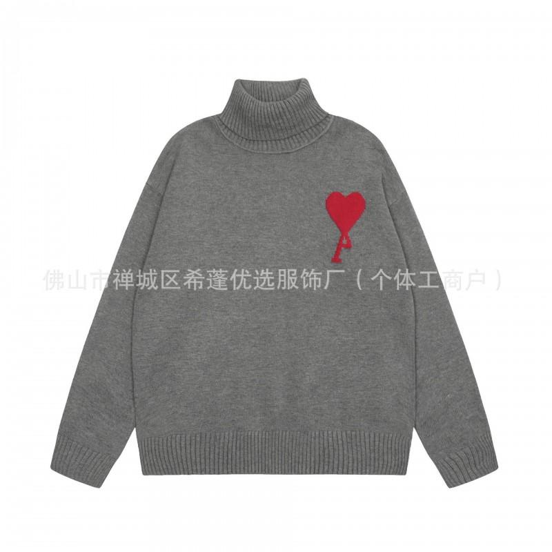 Übergroßer Strickpullover mit Herzjacquard Rundhalsausschnitt Lockerer Schnitt Unisex Lässiger Pullover