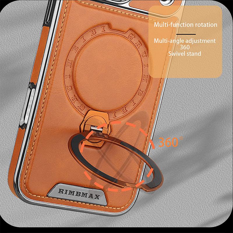 Manyetik Döner Braket Lüks Deri Telefon Kılıfı iPhone 11 12 13 14 15 16 17 Pro Max Plus için Kablosuz Şarj Darbeye Dayanıklı Kapak