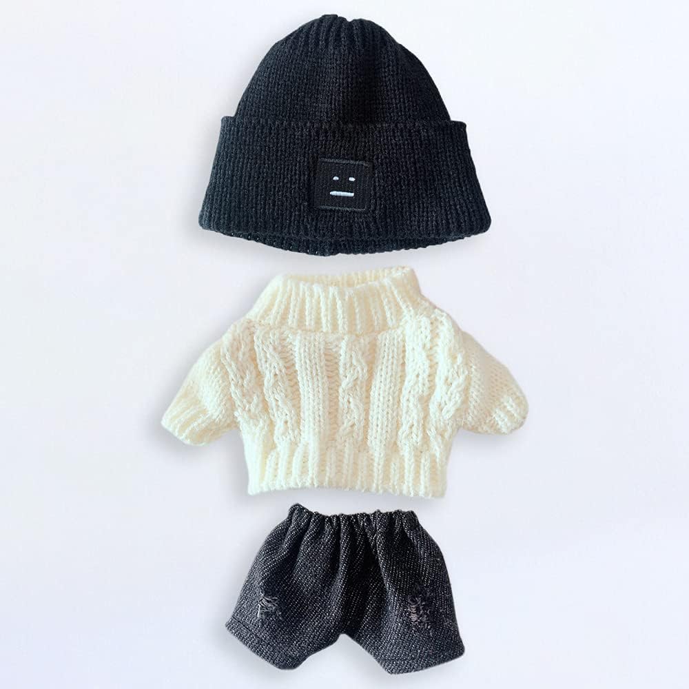 niannyyhouse Doll Clothing Set 20cm Twist Sweater Hat Shorts 3 Pieces Plush Toy Cotton Baby Doll Clothes