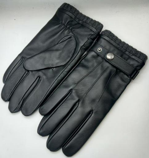 Men's Ski Leather Gloves, Winter Outdoor Riding Touch Screen Sheepskin Thermal Gloves