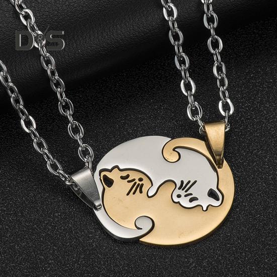 1 Pereche Colier Cuplu Pisică Îmbrățișându-se Pandantiv Asortat Colier Choker Prieteni Părinți Colier cu Farmec Bijuterii Cadou