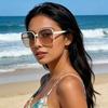 Large Frame Sunglasses Retro Gradient Square Lens Oversize Cycling Sun Glasses Women Shades Vintage Eyewear UV400