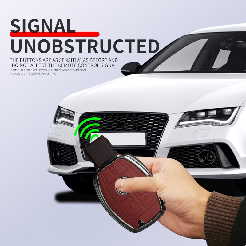 Metal Leather Car Key Case Cover For Mercedes Benz A B C E Class Gls Gla Glk Glc Cls Cla Amg W204 W205 W212 W463 W176 Keychain