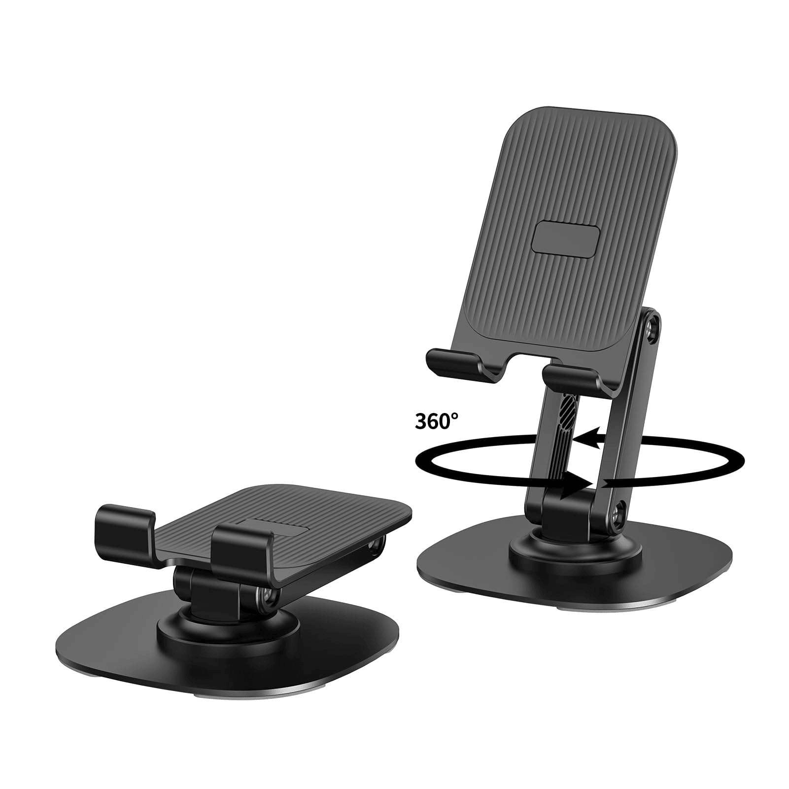 Hot Selling Dual-Axis Metal 360-Degree Rotating Stand Portable Adjustable Mobile Phone Holder Foldable Universal Smartphone Desk чёрный