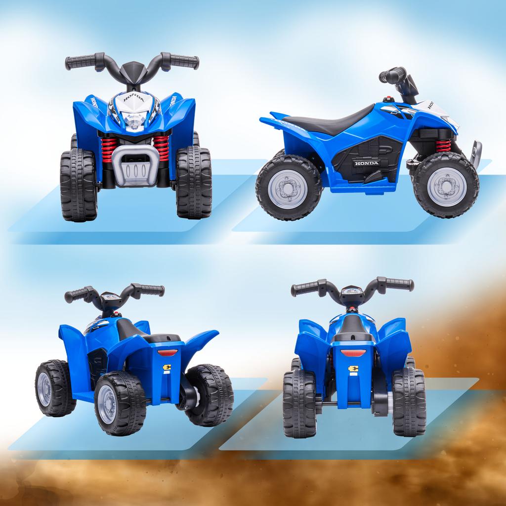 Elektrisches Kinder-Quad, LED-Licht, Hupe, Breite Reifen, Bequemer Sitz, Rutschfeste Griffe, Blau
