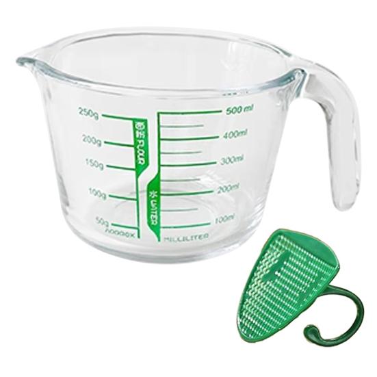 Glass Measuring Cup 500/1000ml Heat-Resistant Measuring Jug with Spout & Markings Kitchen Measuring Tools