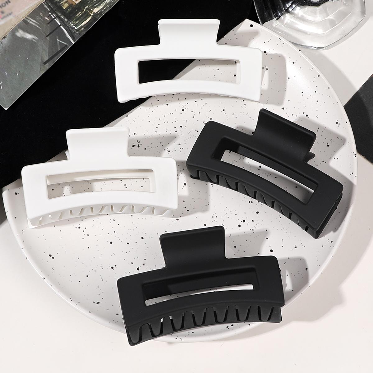 

6 шт. 3,4 дюйма Черно-белые большие заколки-крабы для волос для женщин и девочек, Прямоугольные нескользящие заколки-бананы, Заколка для тонких волос