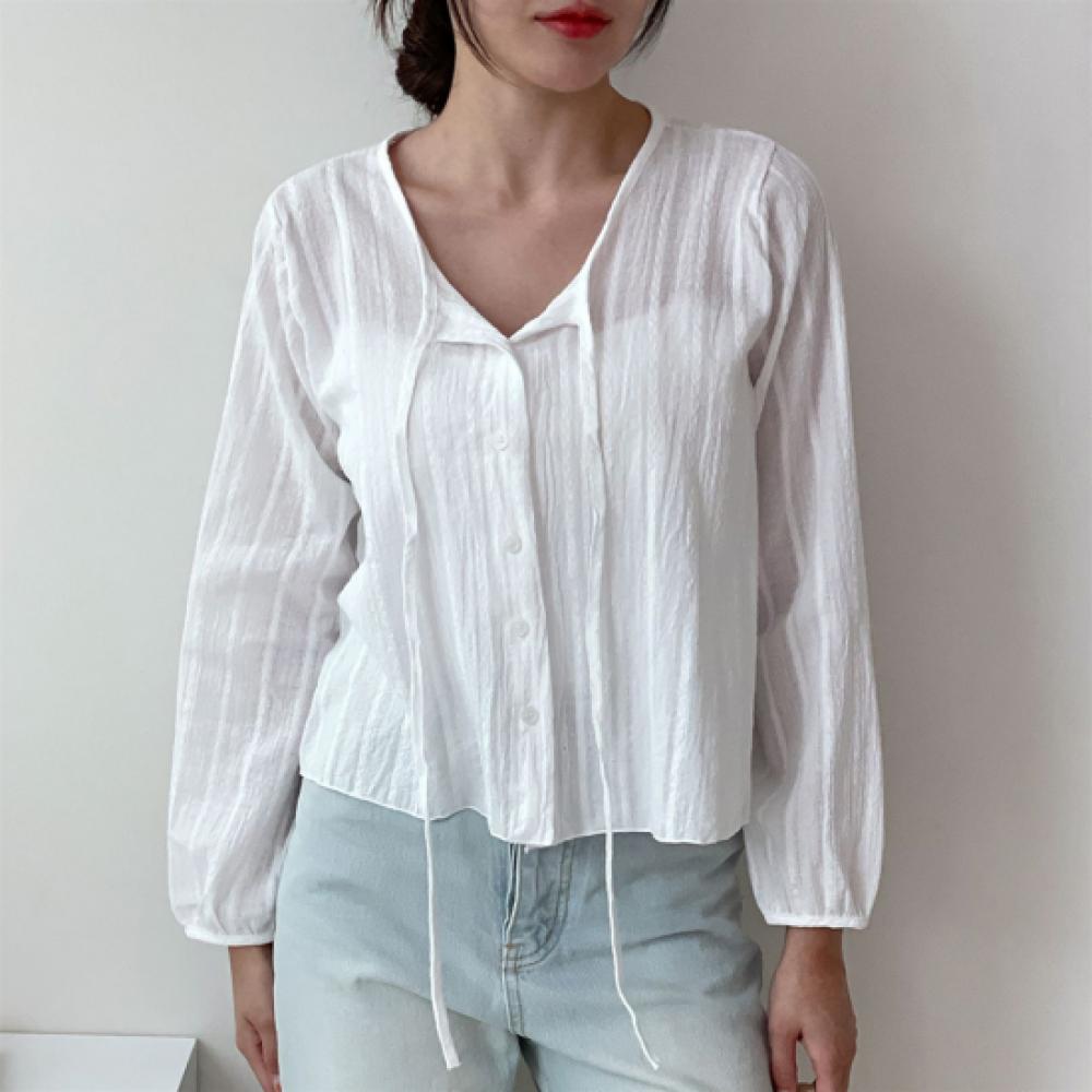 New ArrivalS Open Run Women S blouSe With Ribbon Necklace Cabled See Through 3