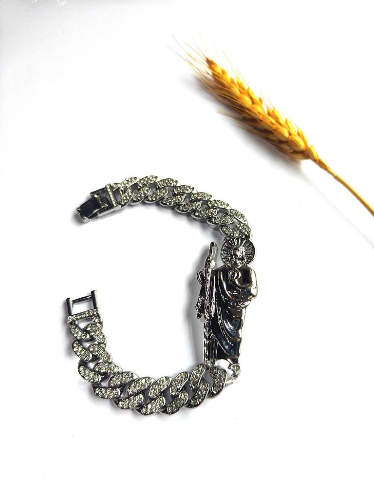 New European and American Hip-hop Trend Men's Style Diamond Studded Chain Religious Saint Judas Accessories Personalized Splicing Saint Judas Bracelet