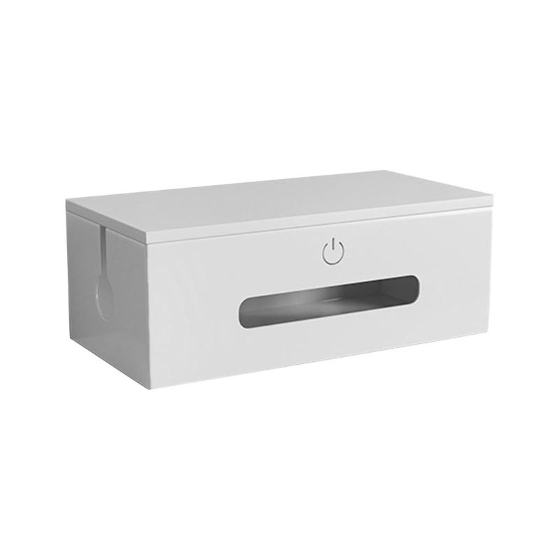 

Modern Metal Wire Container With Engineered Wood Cover For Home Office Electronics Accessories M