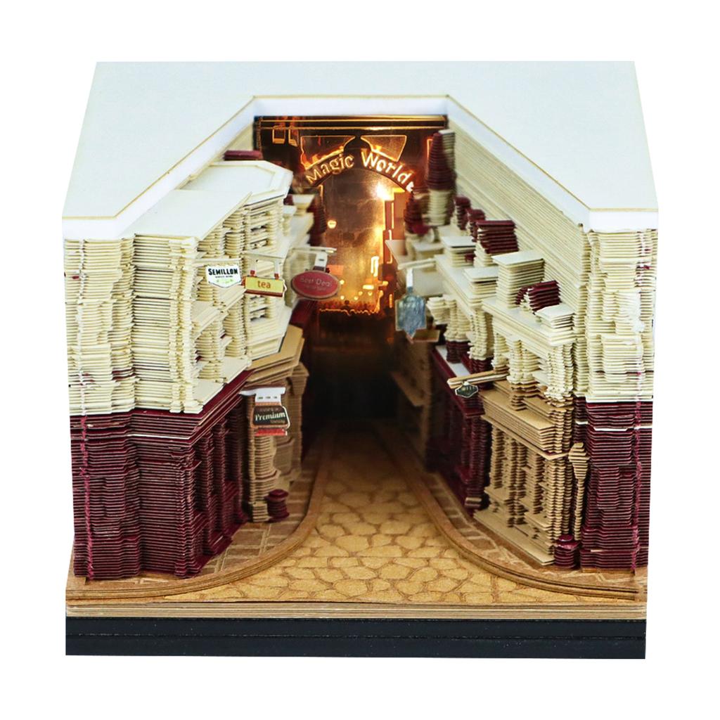 Wizard Magic Castle 2027 Calendar 3D Memo Pad with LED Light & Pen Holder Creative Paper Carving Art Sculpture Desk Decor Gift