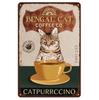 Hisun Tin Sign Vintage Funny Cat Coffee Themed Metal Tin Sign Retro Cute Kitten Wall Art Decor for Home Kitchen Cafe Bar Rustic Iron Painting P