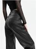 Women's High Waist Black PU Leather Pants - Autumn Korean Style, Slimming, Wrinkled Design, Casual Long Fit.