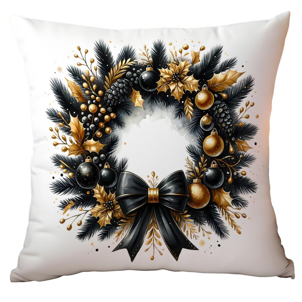New Christmas Pillowcase High-end Light Luxury Black Gold Color Printing Home Cushion Pillowcase