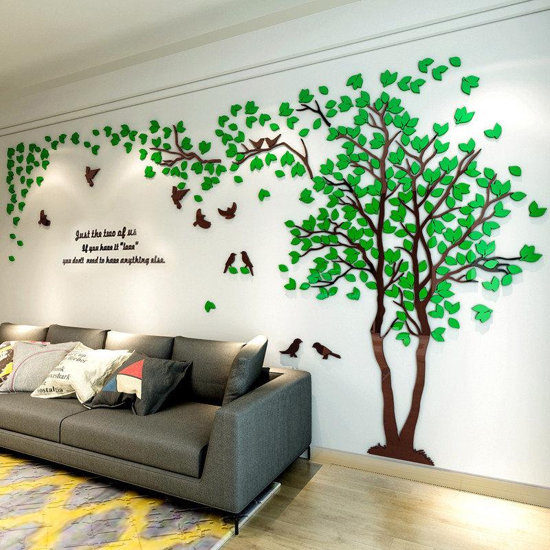 Adesivo da parete a specchio acrilico albero 3D decalcomanie arte fai da te TV sfondo poster da parete decorazione della casa camera da letto soggiorno adesivi