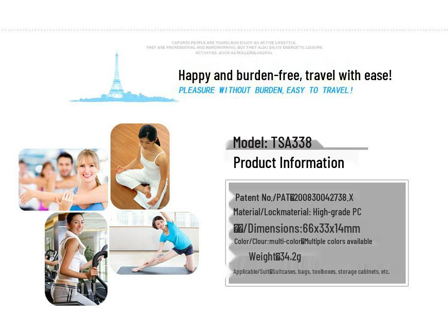 TSA338 Password Lock for Suitcases, Zippers, Gym Lockers & Luggage