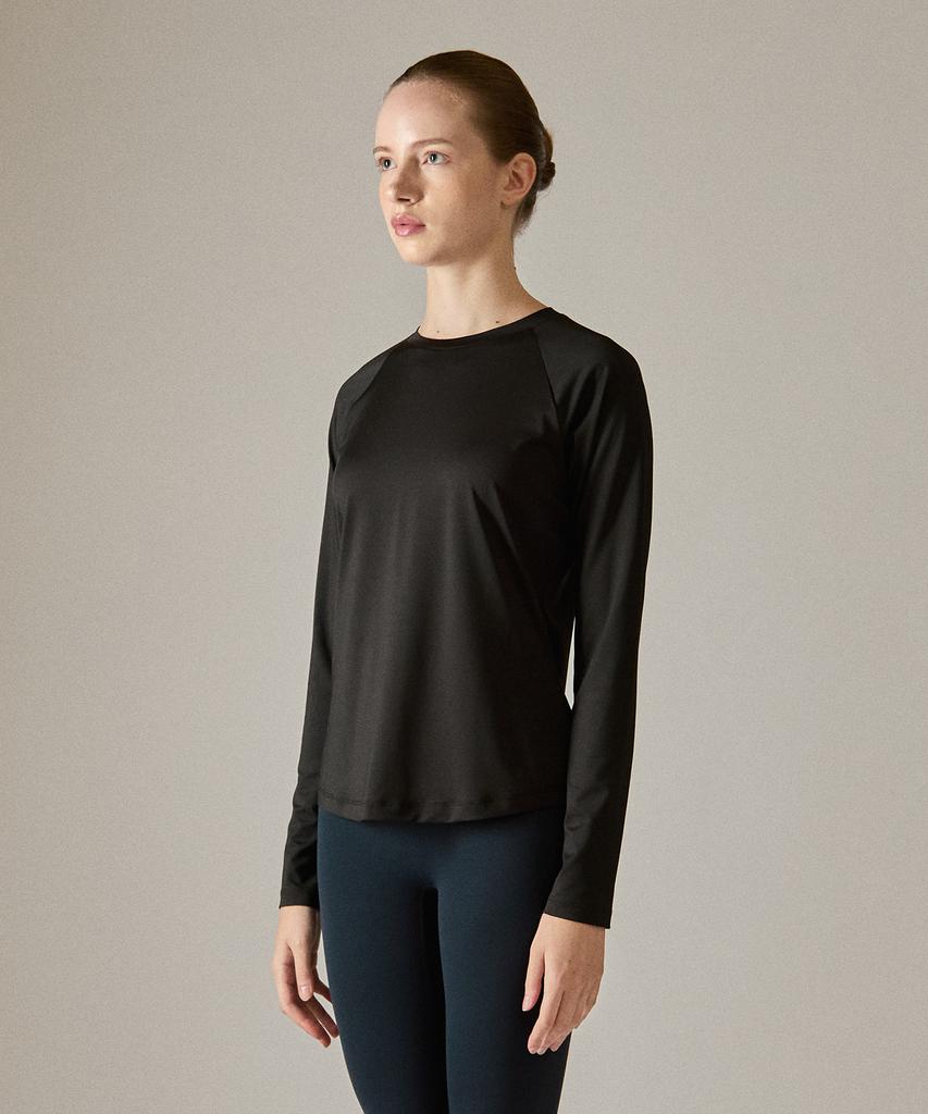 BASIC HOUSE Women'S Cool Functional Air Dry Raglan Long Sleeve Tee Black Lzts3210