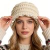 Winter Warm Double Layer Knit Beanie Hat For Large Head Size With Satin Lining