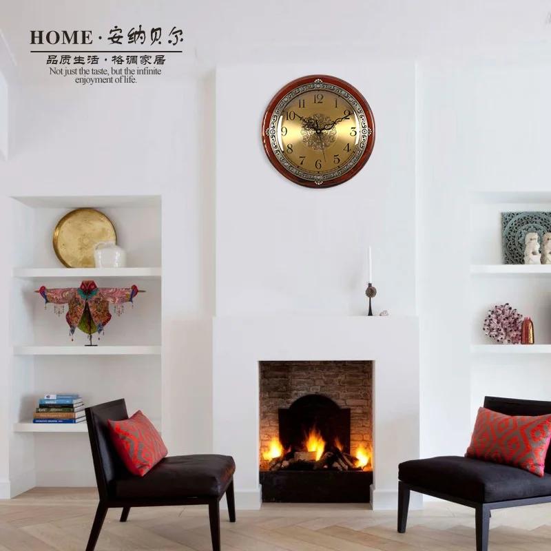 Large Solid Wood Retro Wall Clock Living Room American European Silent Bedroom Creative Watch Home Relogio De Parede Gift FZ635