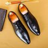 Herren Lederschuhe Leder Schnürschuhe Business Kleid Spitz Krokodil Muster Herrenschuhe Business Freizeitschuhe