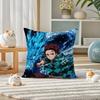 Demon Slayer Kamado Tanjiro Anime Plush Pillow Cover Soft Short Plush Cushion Cover For Sofa Bedroom Home Decor Gift Decoration