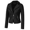 Women Fashion Short Coat Faux Leather Jacket Zipper Overcoat Pocket Outwears