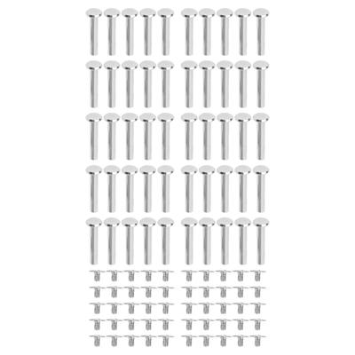 50 Sets Screws Leather Rivets M3.5 Stainless Steel and Alloy Flat Round Cap Multifunctional Binding