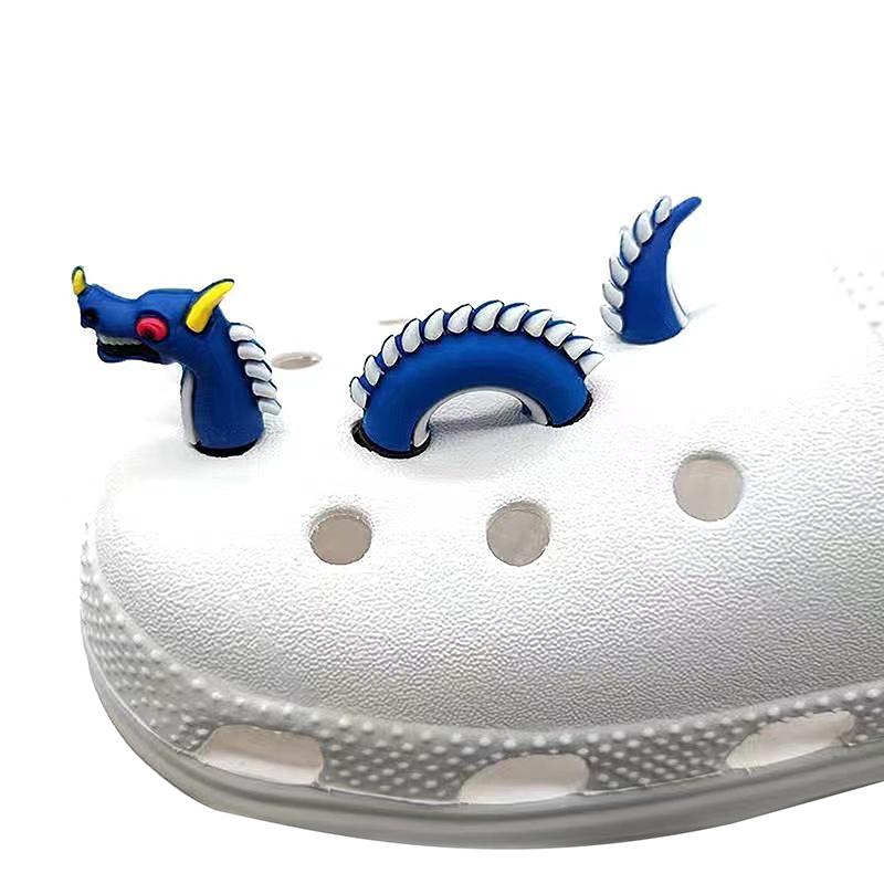 1 conjunto de pingentes de sapato de pvc com desenho de dragão chinês, acessórios engraçados para sapatos, decorações de cobra de crocodilo, fivela, presente
