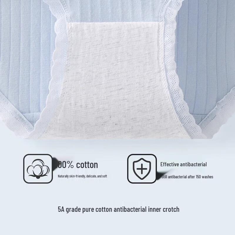 Women's 5A Antibacterial Cotton Mid-Waist Summer Briefs