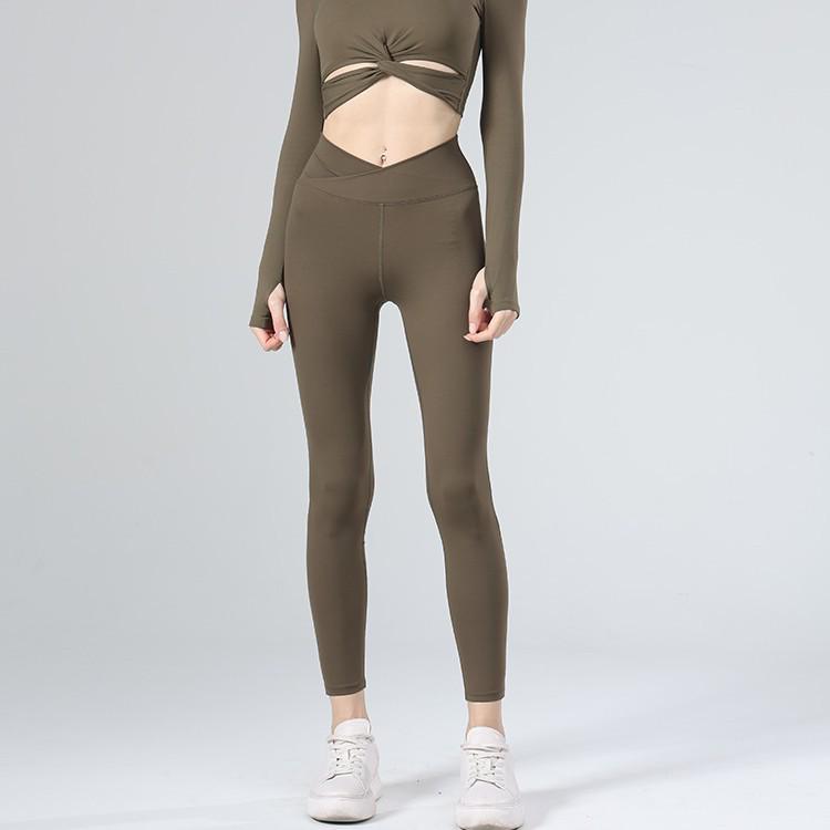 

Нюдовые брюки для йоги с высокой эластичностью: Европейский и американский стиль для спорта на открытом воздухе и фитнеса Large