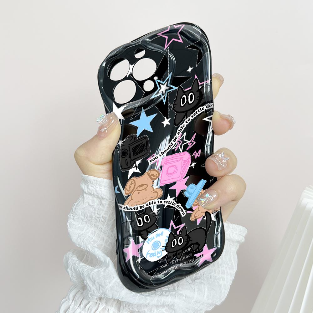 Cute Cartoon Pattern Cream Texture Casing Wavy Edge Soft Silicone Cover Phone Case for Vivo