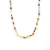 Lätt Lyx Retro Stil Färgad Natursten Kulram Pärlor Titanstål Handgjort Pärlhalsband Nischsmycken Kvinnor