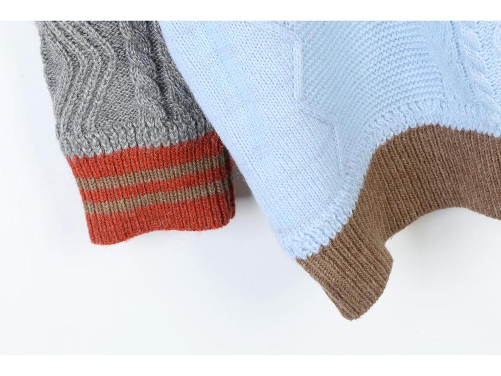 Design Sense Duck Hot Air Balloon Color Block Knit Sweater - 2024 Autumn/Winter Trend