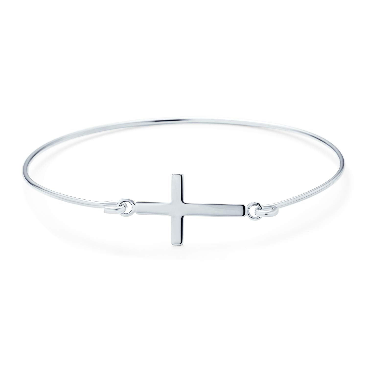 

Simple Religious Inspirational Horizontal Cross Bangle Bracelet Symbolizing Christian Suitable for Women and Sterling [Bling Jewelry] Delicate Faith,