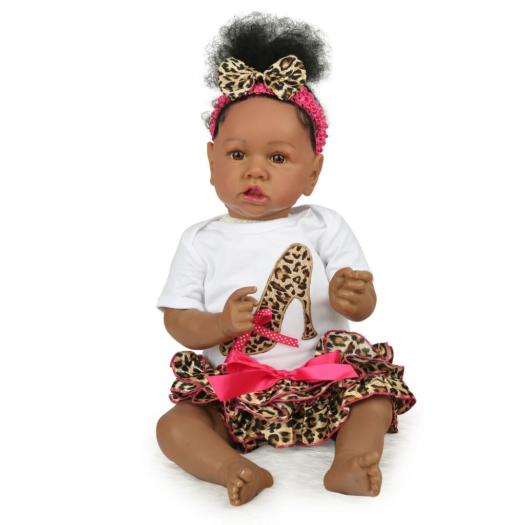 Baby Reborn 22 Doll African American Doll Silicone Vinyl Newborn  Dress Dolls