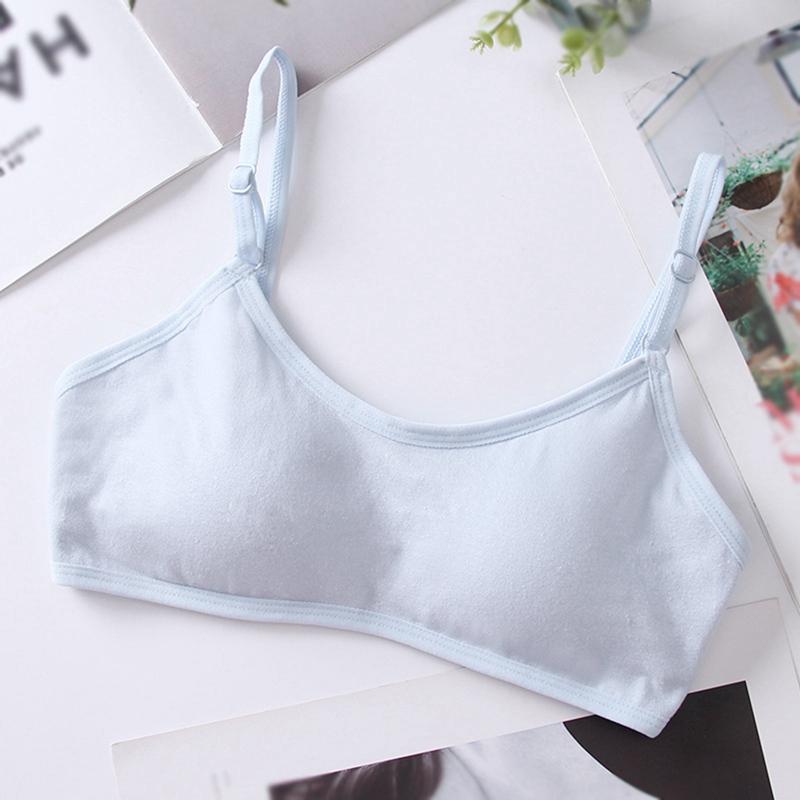 

Kids Girls Bras Teenage Underwear Cotton Spandex Solid Color Kid Brassiere Tube Tops Children Student Training Bra 10-16Y one size