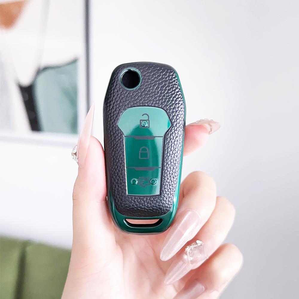 TPU Leather Car Flip Key Case Cover Bag For Ford Mustang F-150 Focus 3 4 ST Mondeo 5 MK5 Explorer Edge Fiesta Kuga MK3 4 Shell