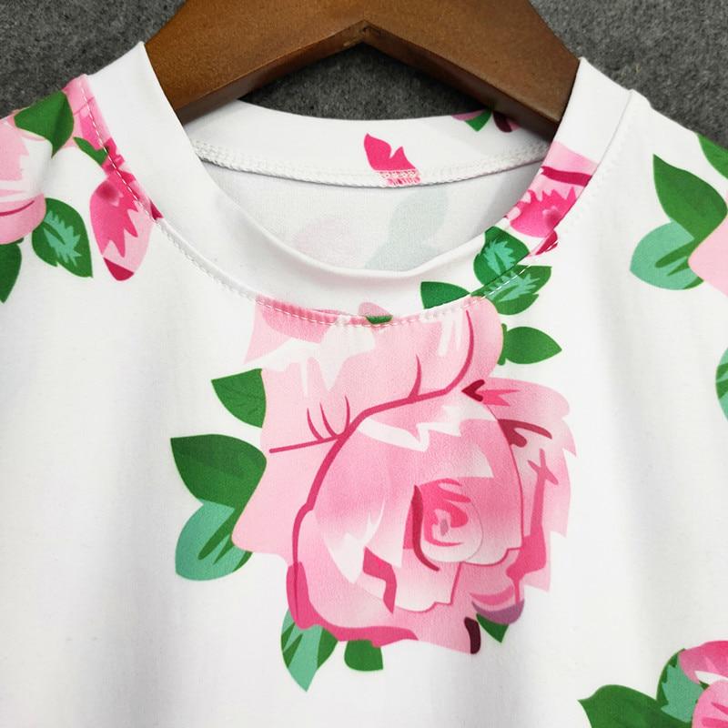 Édes lányok nagy virágos pólók divat nyári gyerekek felsők pólók aranyos nyomtatott pólók nyakú gyermek pólók