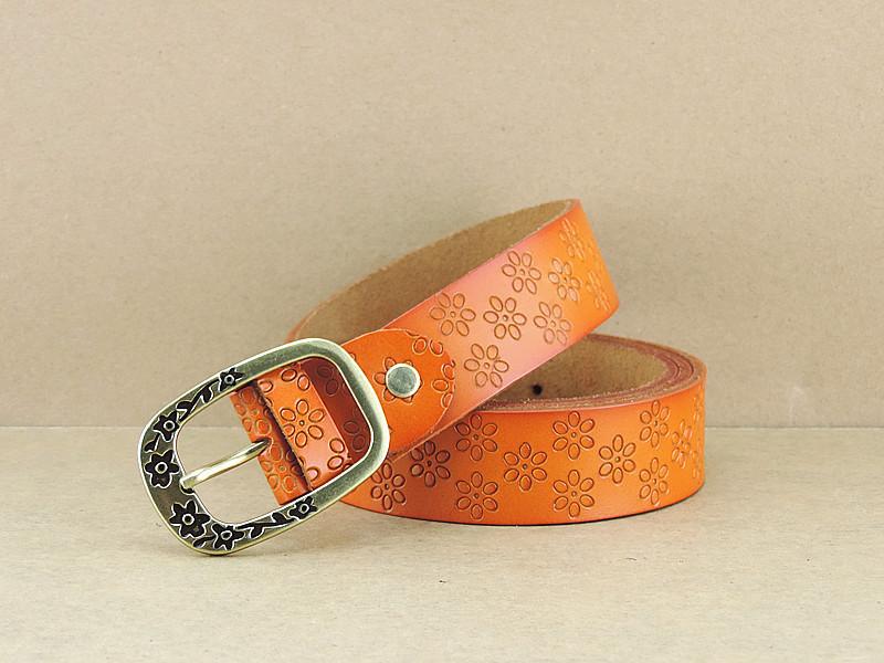 Womens Retro Style Waist Belt Flower Print Metal Pin Buckle Decoration Dress