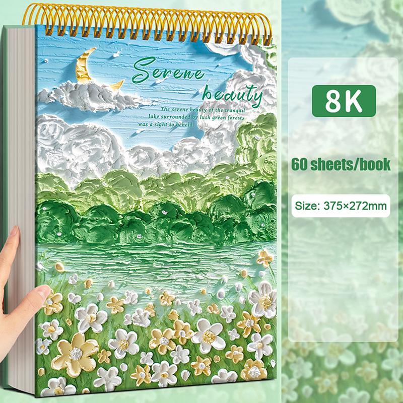 

Альбом для эскизов A4/8K/16K Утолщенный 60 листов 160 г Для рисования Акварель/Масло/Цветные карандаши Пустой альбом для рисования as the picture