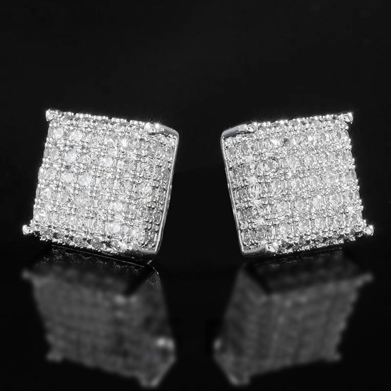 Huitan Dames Heren Oorbellen Klassiek Vierkant Vormig Oorbelletje Piercing Sprankelende Cubic Zirconia Dagelijks Draagbaar Veelzijdige SieradenGoed product